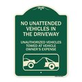 Signmission No Unattended Vehicles in the Driveway Unauthorized Vehicles Towed at Vehicle Owners, G-1824-23553 A-DES-G-1824-23553
